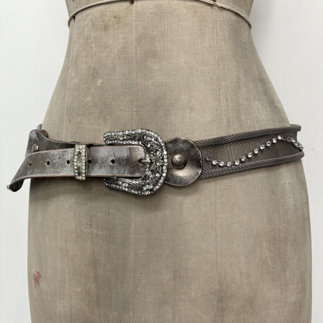 Silver metal western studded belt