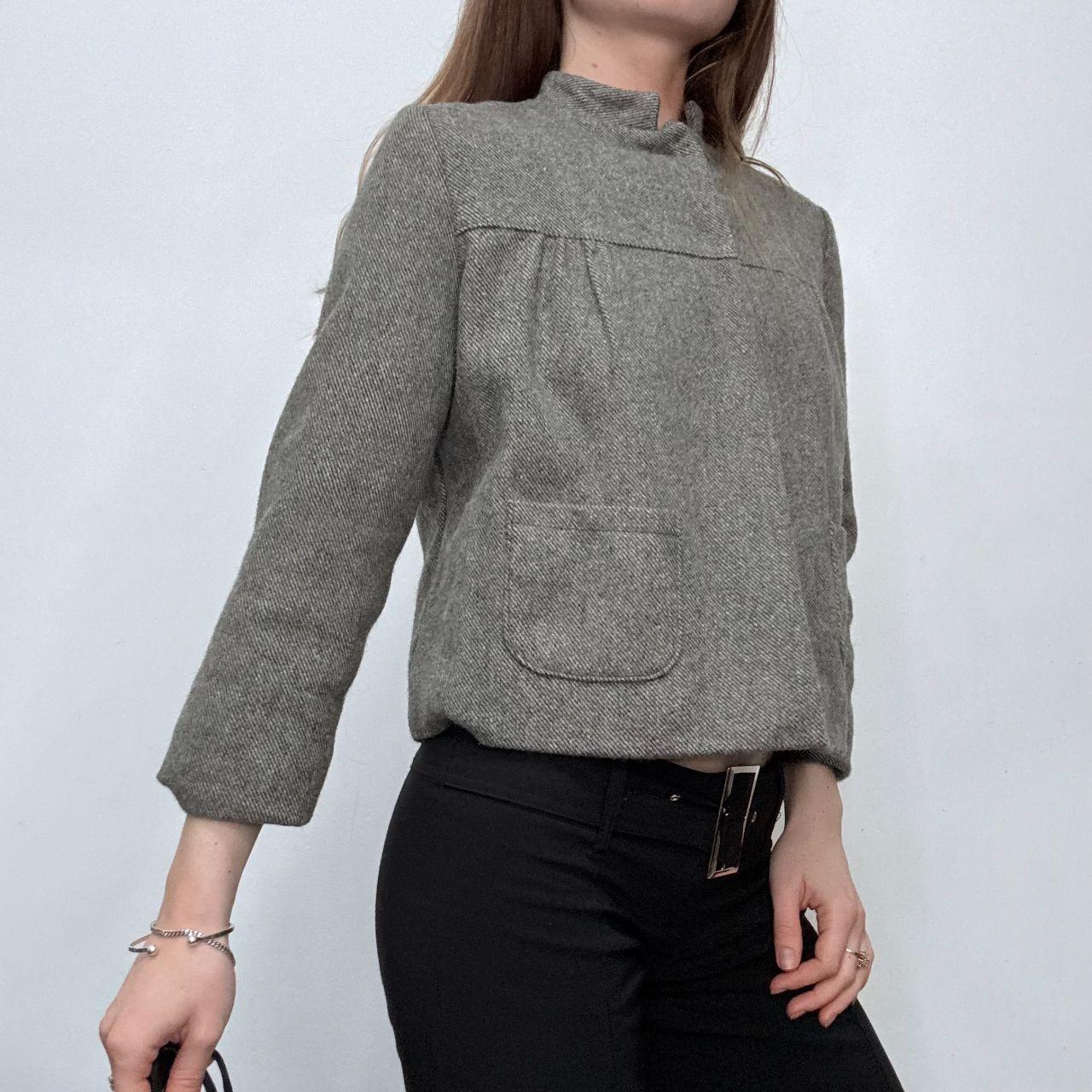 Grey flared cropped pea coat