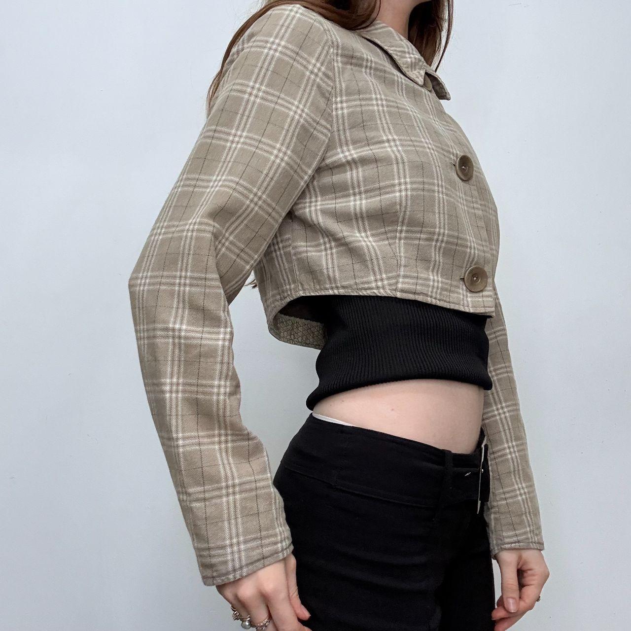Cropped tartan check jacket