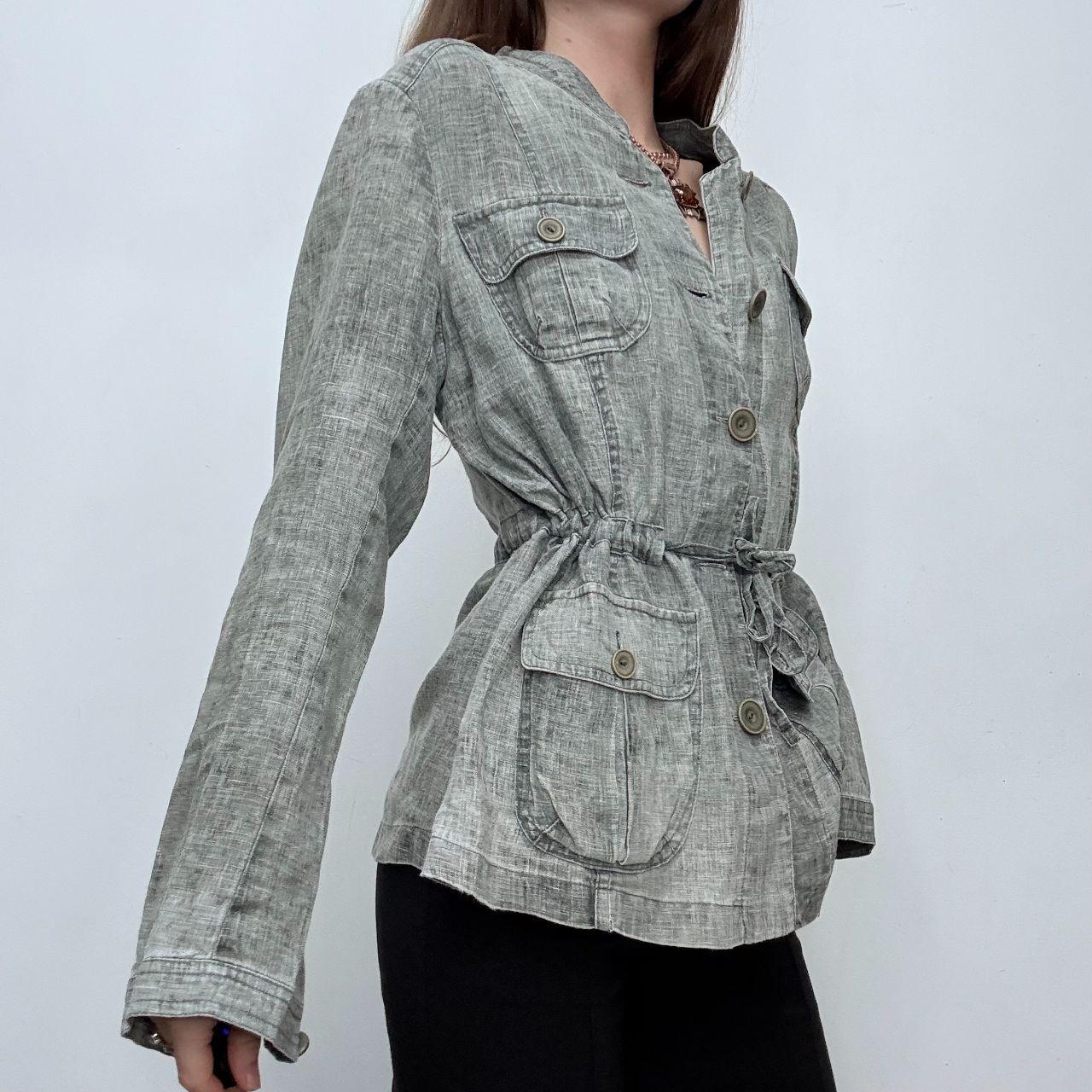 Grey distressed fitted cargo shirt