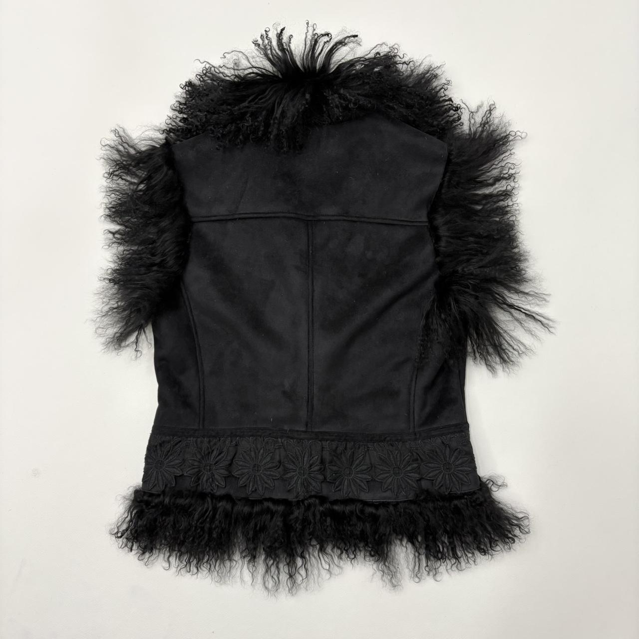 Boho Mongolian fur black vest