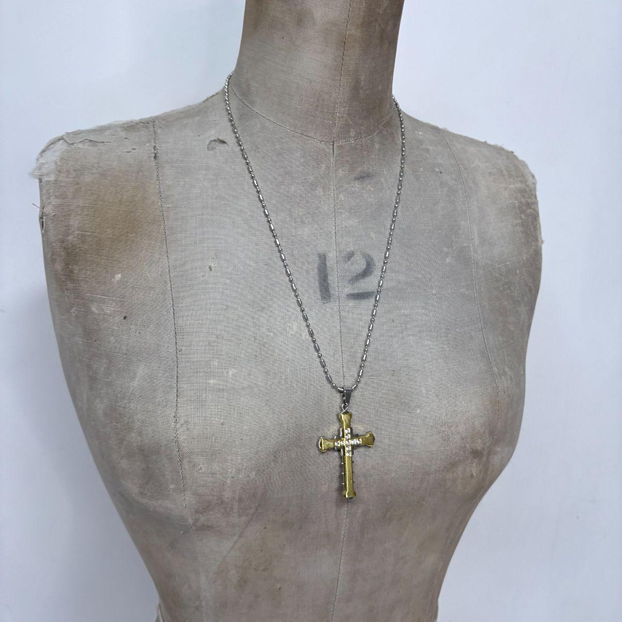 Chunky gold cross chain necklace