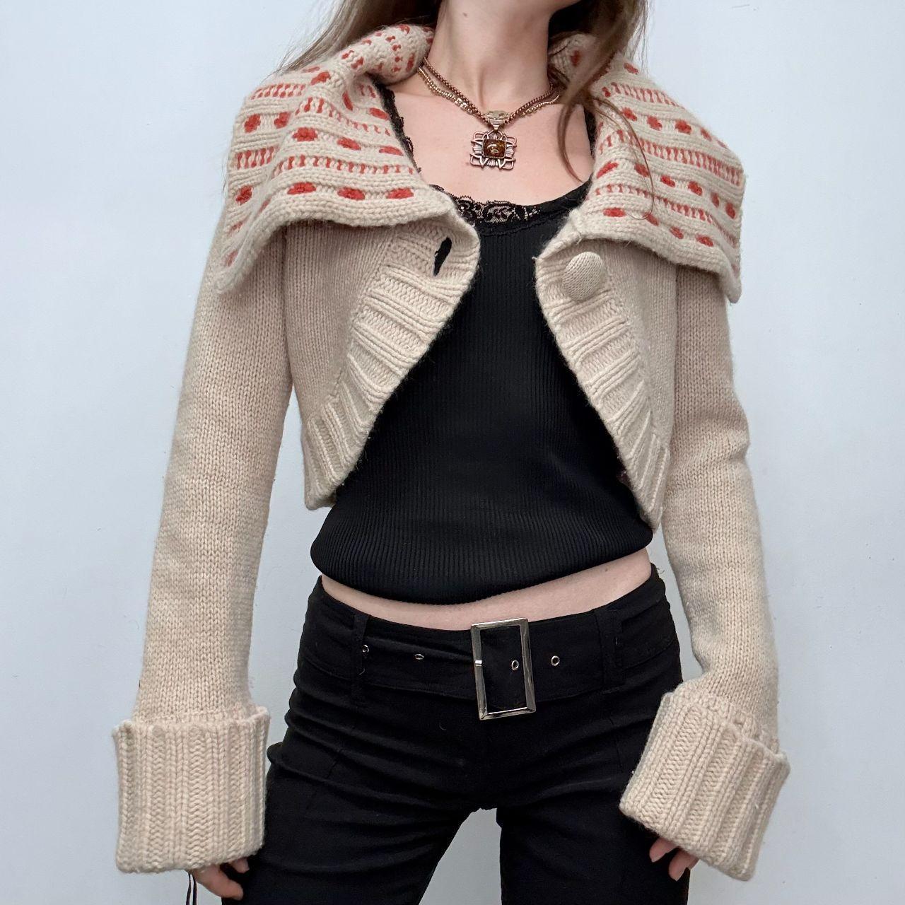 Cropped brown wool boho cardigan