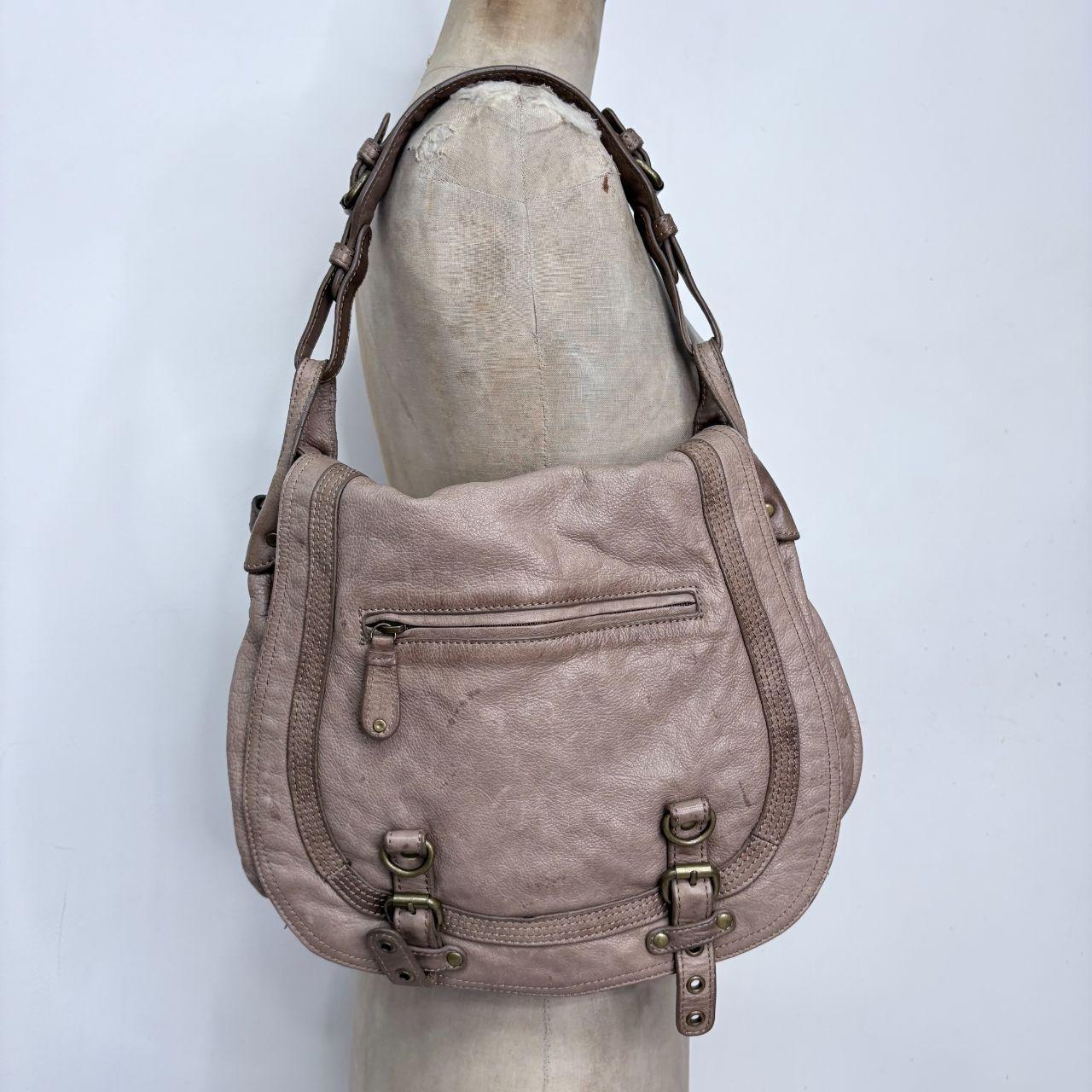 Tan leather slouchy buckle hobo bag