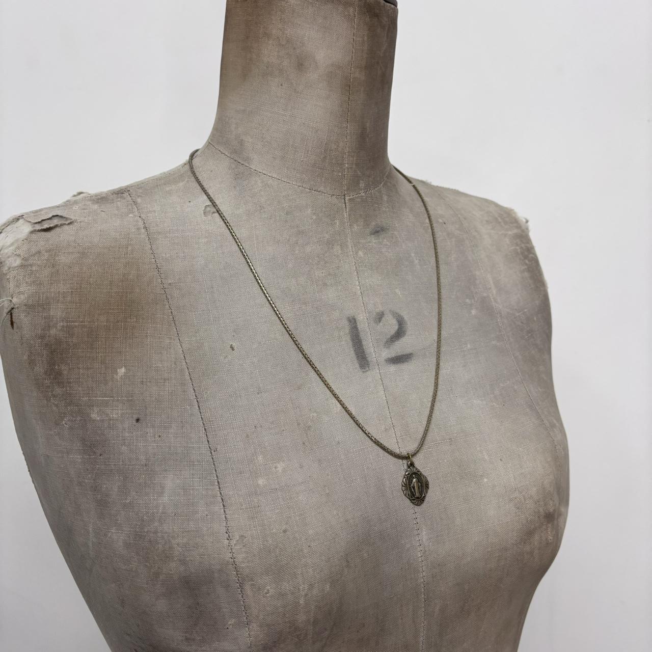 Long silver chain religous necklace