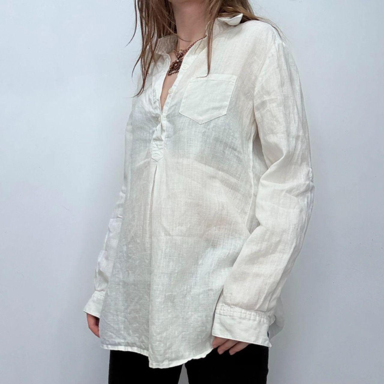 Vintage Saint james button up 100% linen shirt