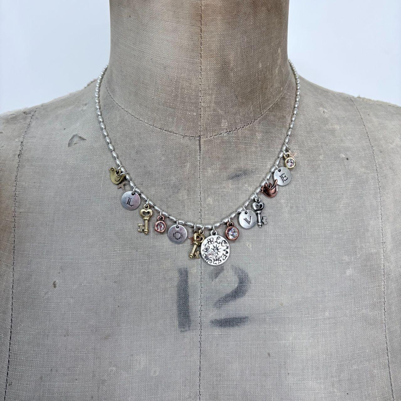 Silver charm coin necklace