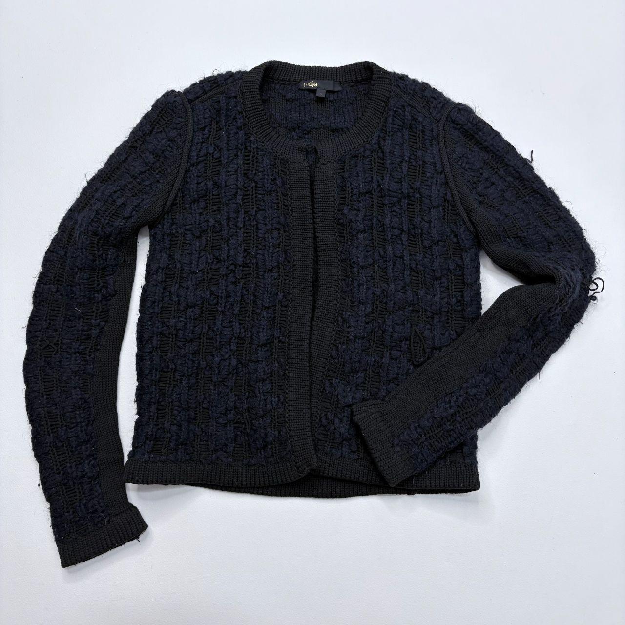 Navy chunky knit cropped maje cardigan