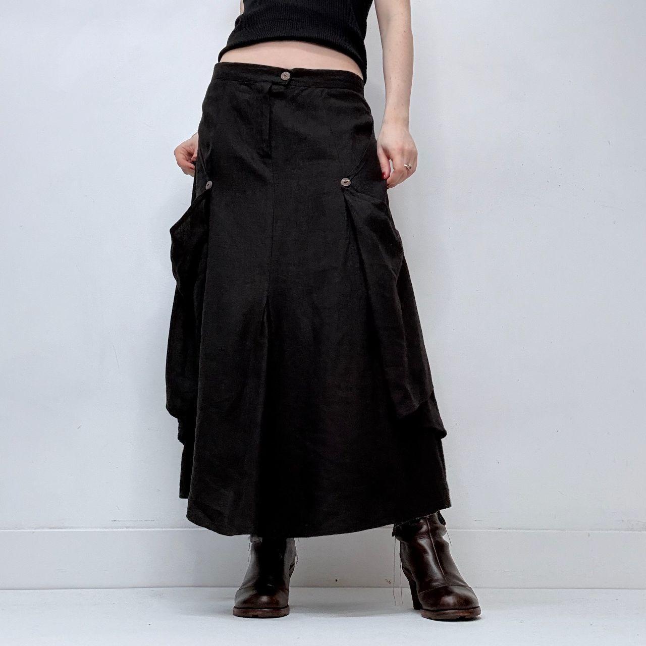 Draped flared maxi skirt