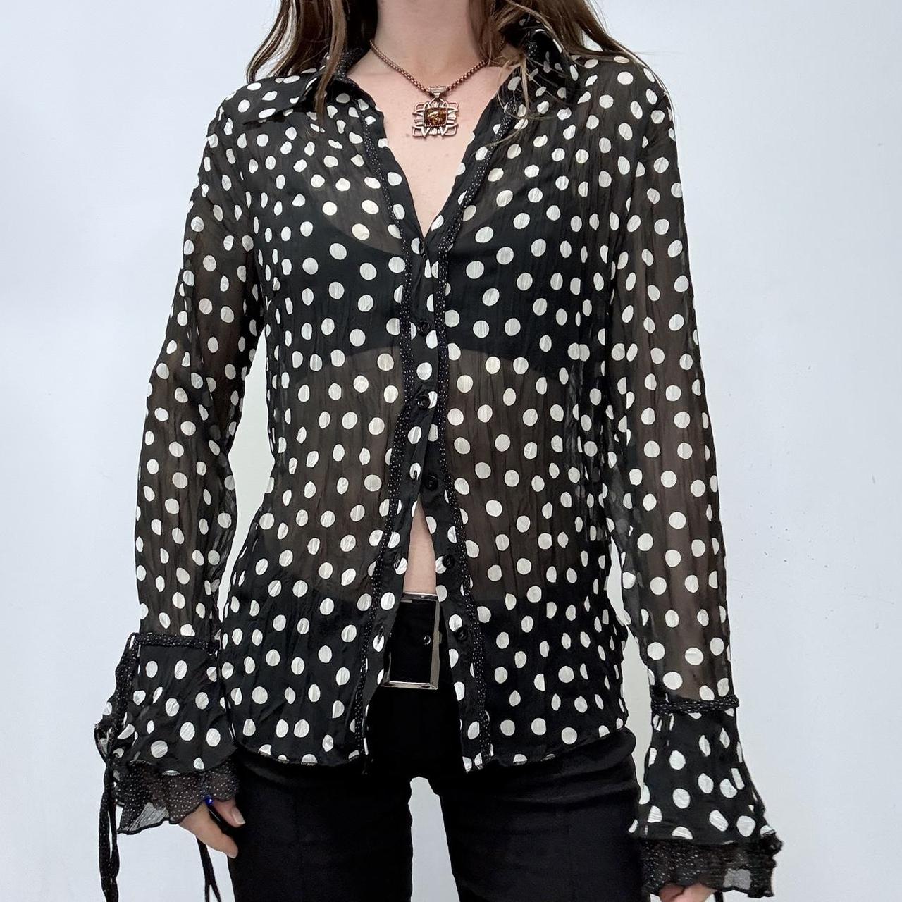 Sheer polkadot lace ruffle shirt