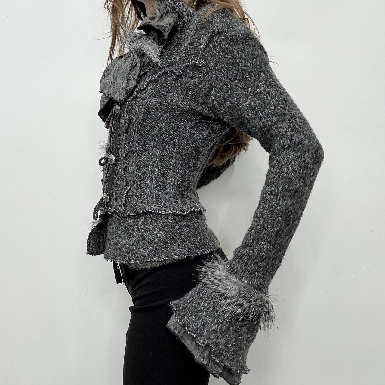 Grey grunge fairy flared knit cardigan