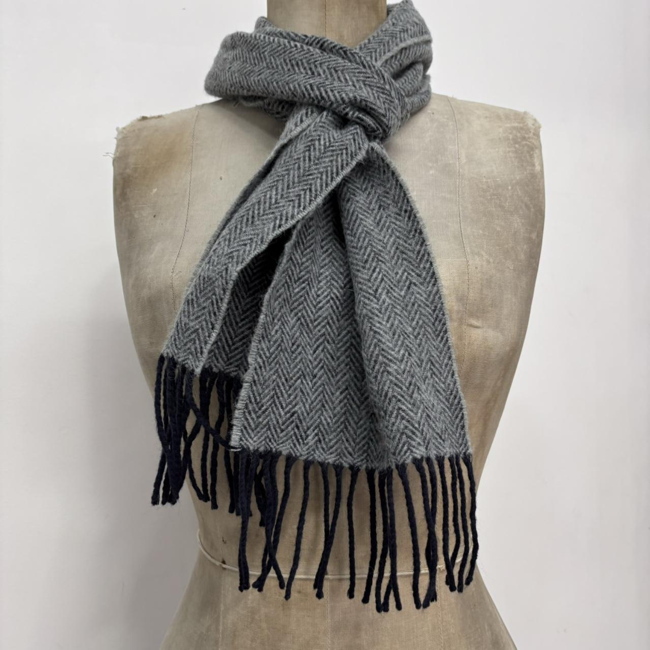 Soft grey wool knit scarf