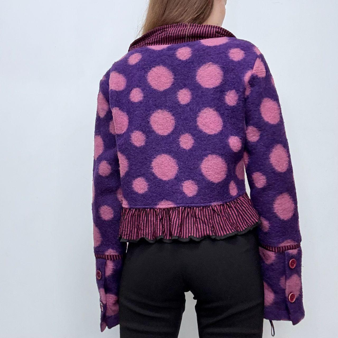 Pink polka dot wool flared jacket