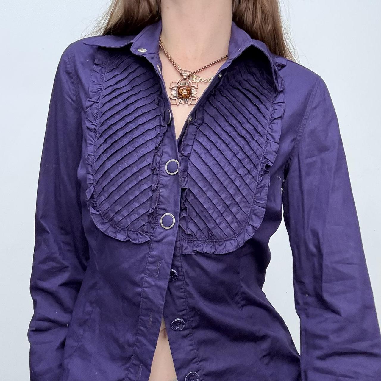 Pleated flared grunge eyelet shirt