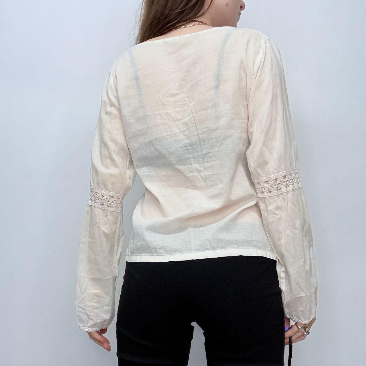 Cream lace flared shirt