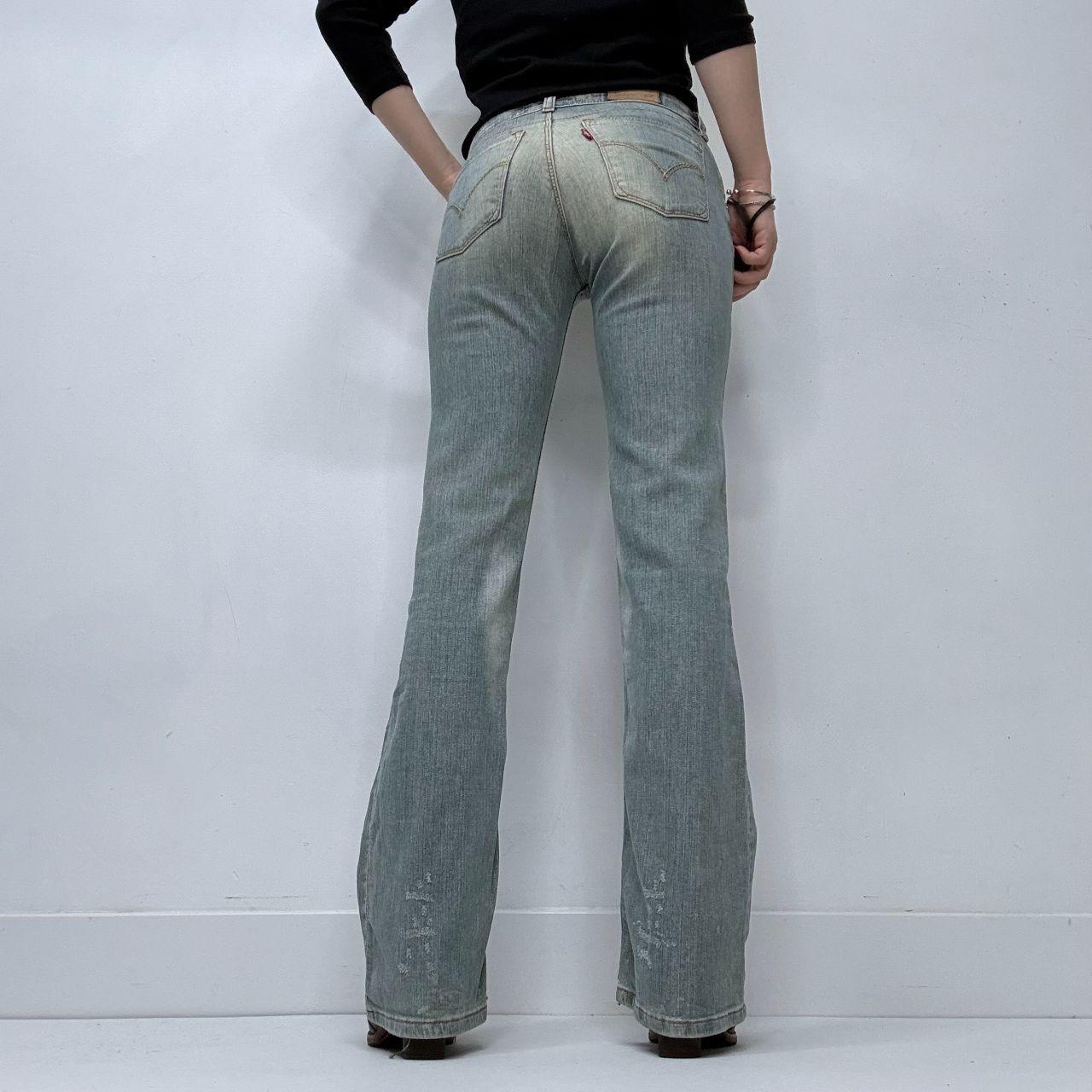 Distressed flared levi's jeans