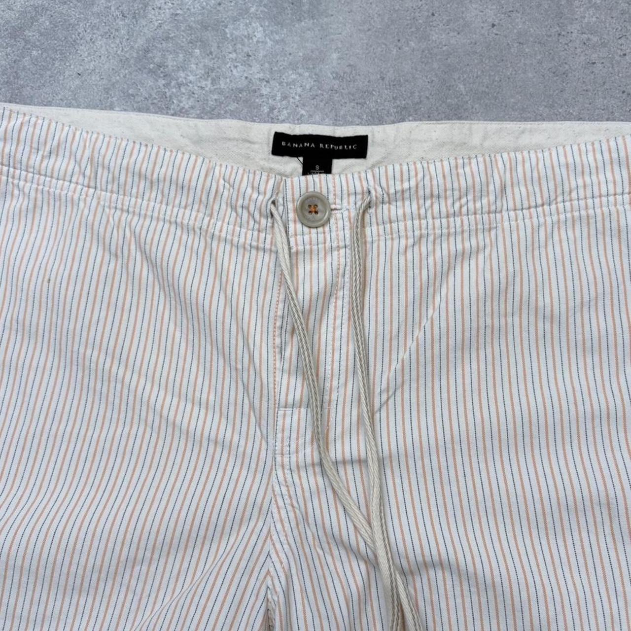 Cream pinstripe drawstring trousers