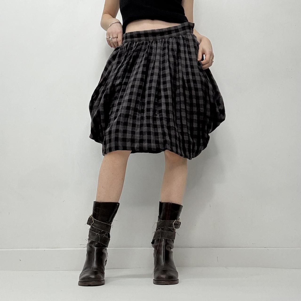 Checked tartan layered puff skirt