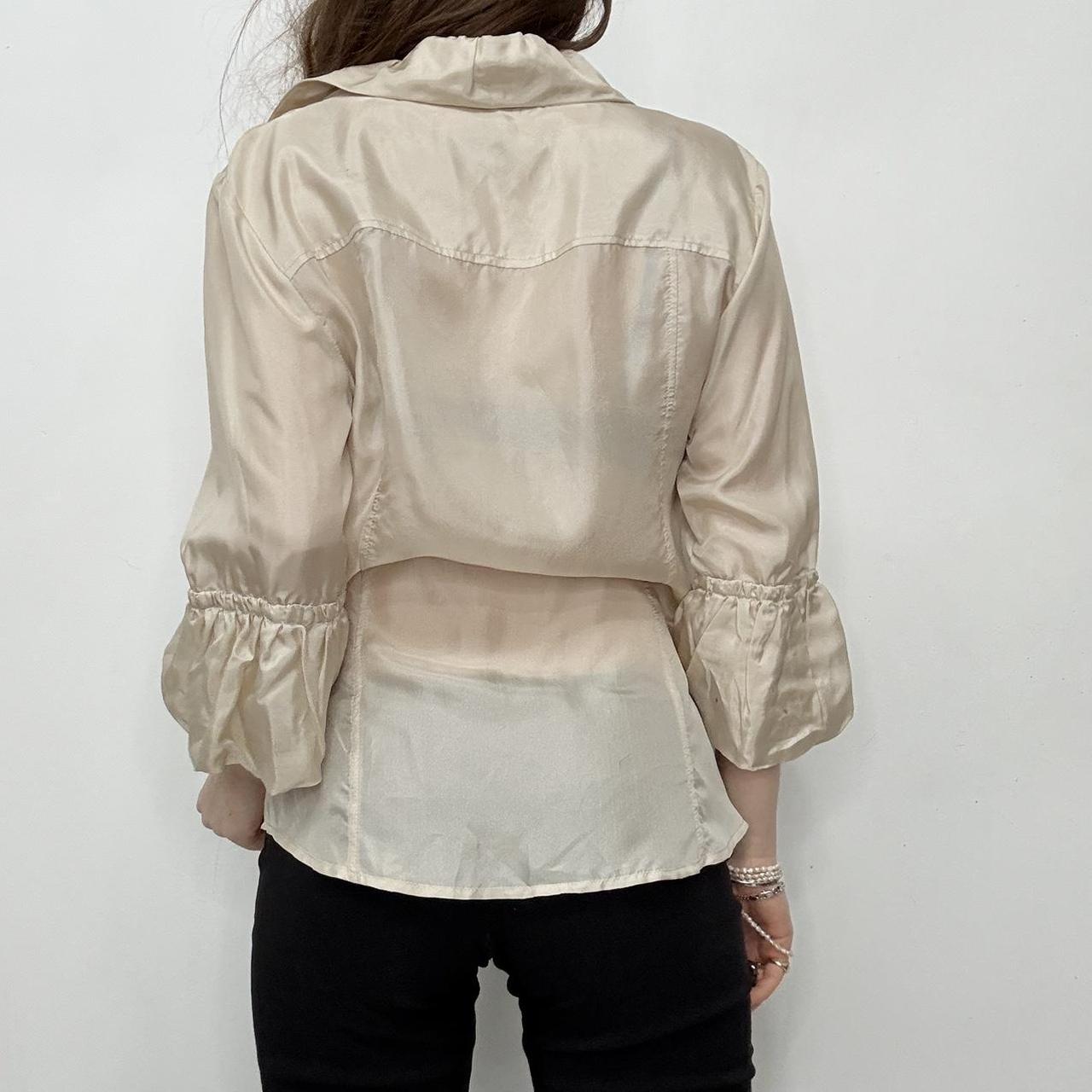 Sheer silk puff sleeve shirt