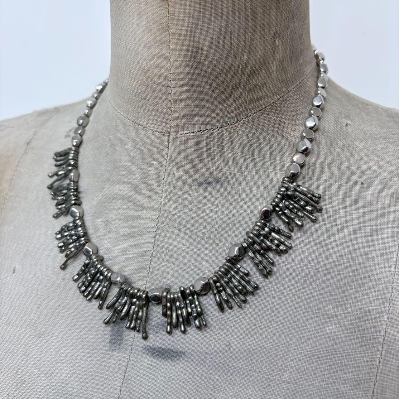 Silver hammered  necklace