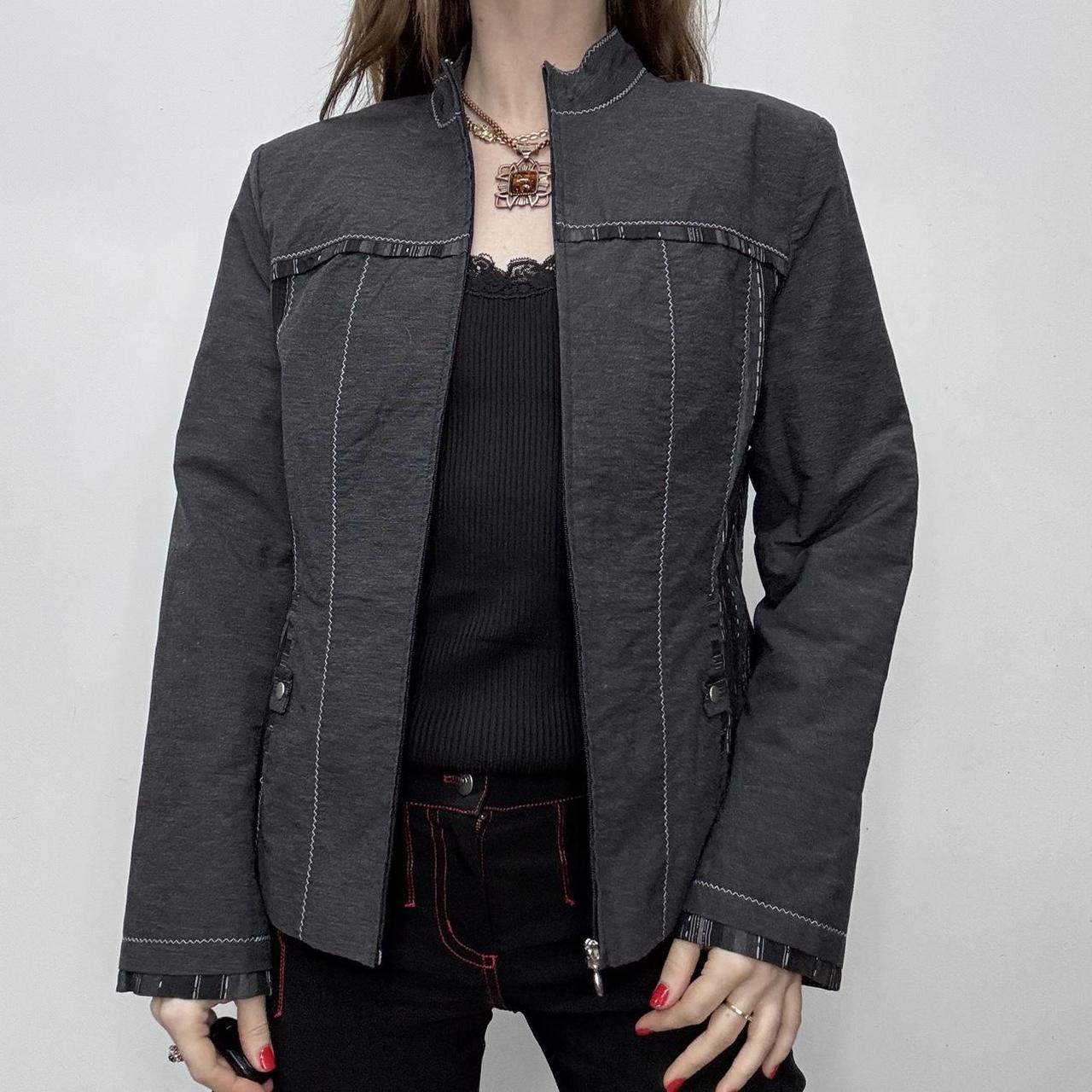 Grey track zipper fitted jacket