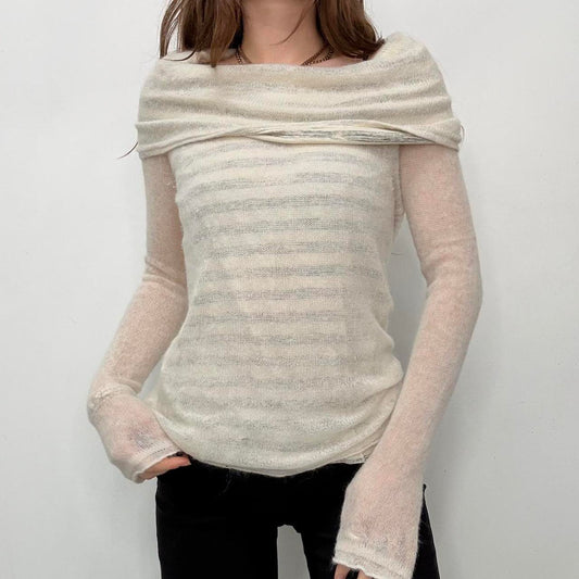 Sheer mohair slouchy neck jumper