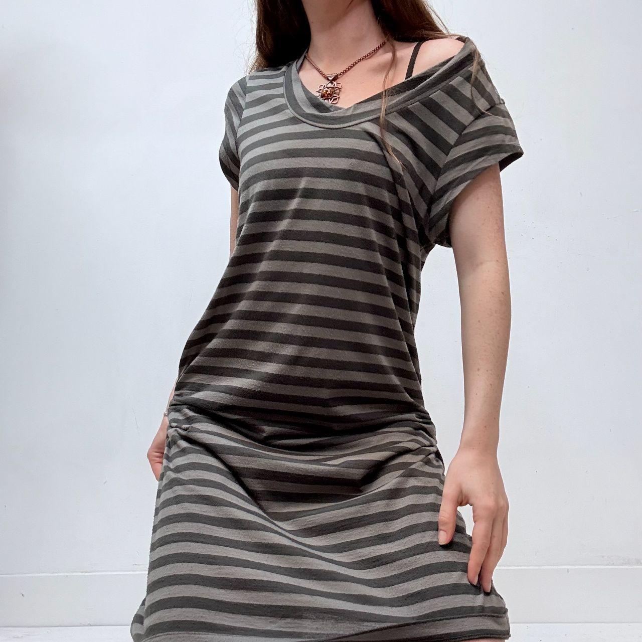 Striped slouchy off the shoulder dress