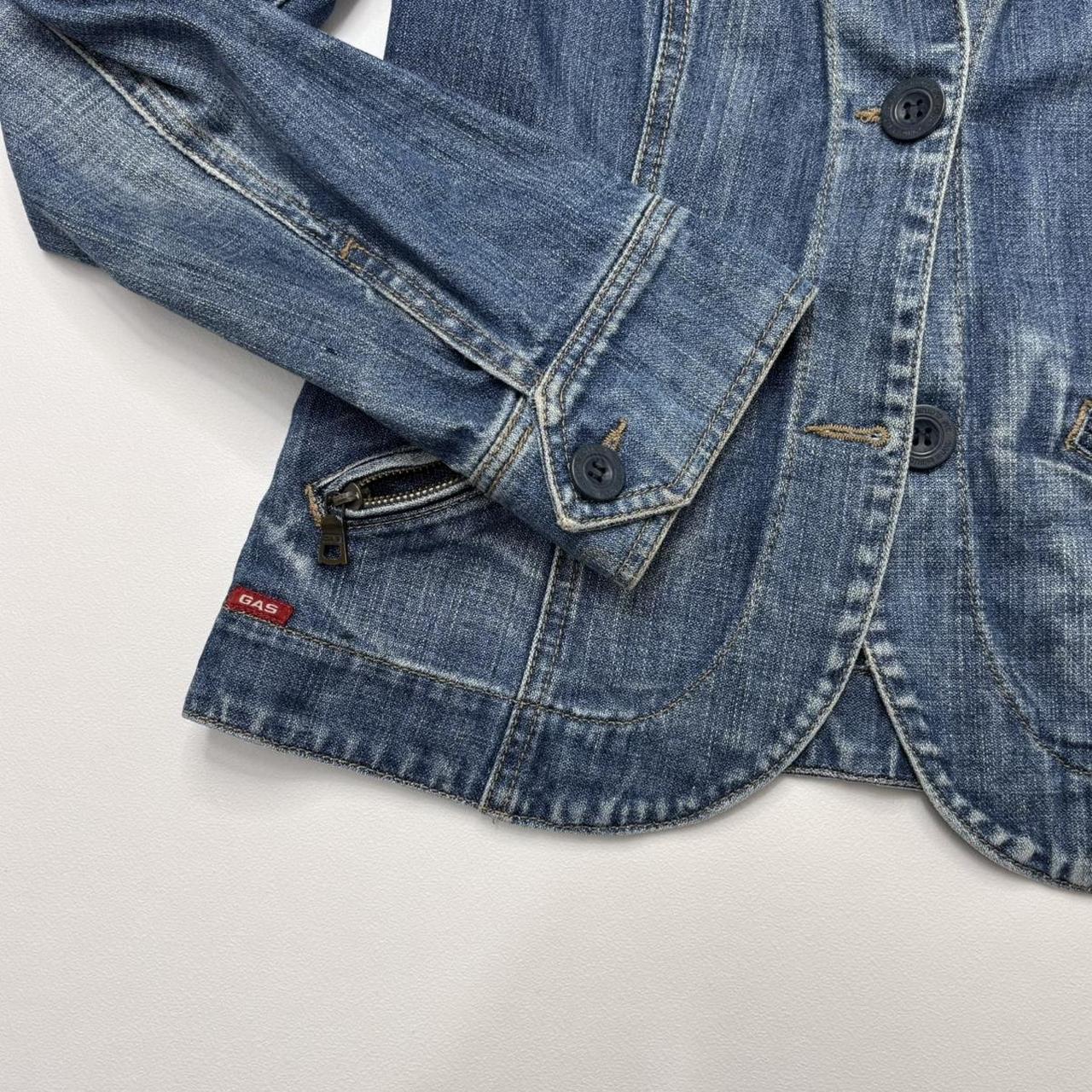 Distressed denim blazer jacket