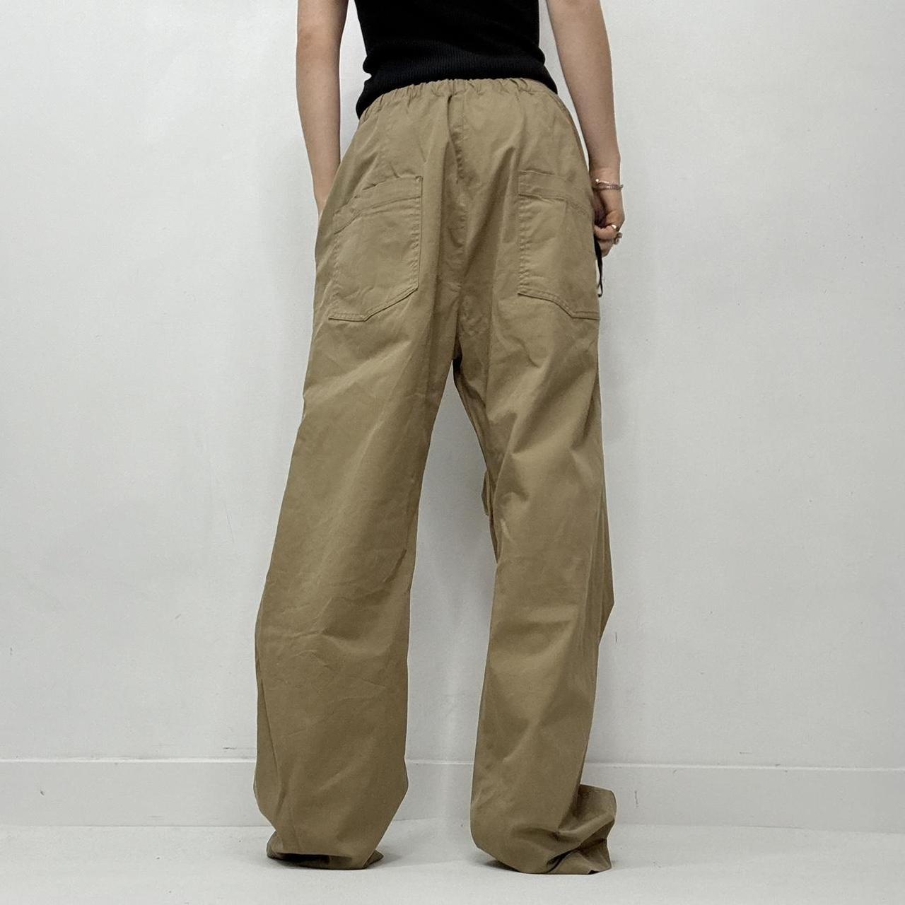 Oversized baggy drawstring khaki brown trousers