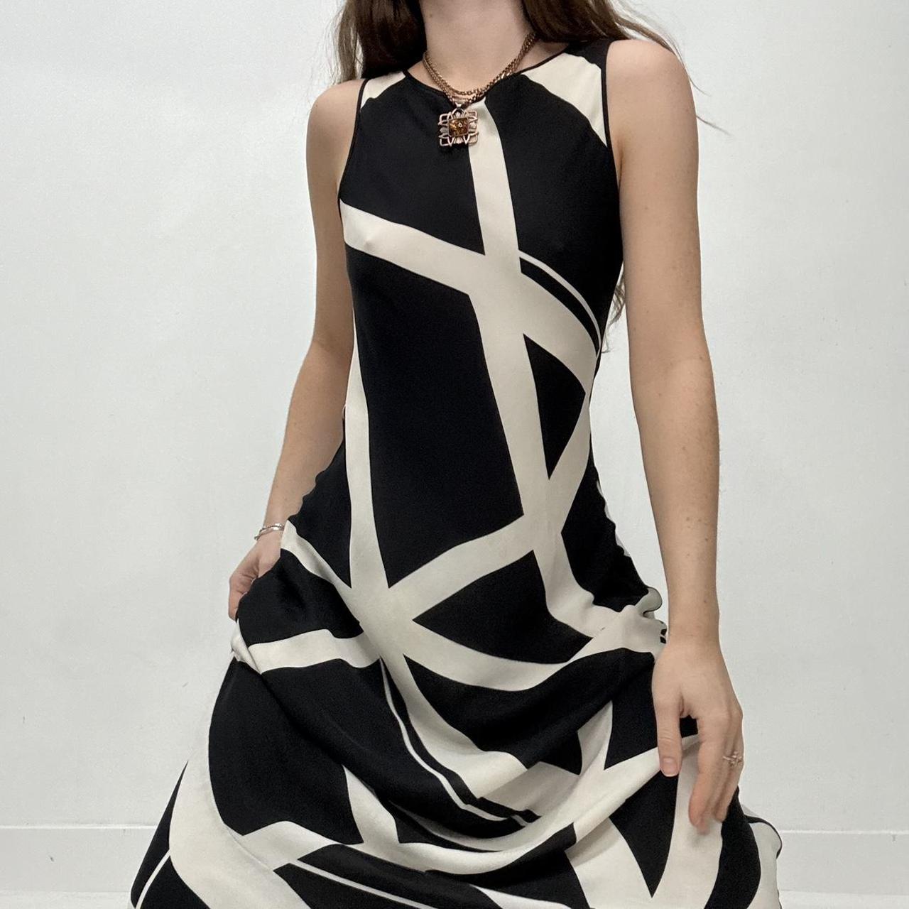 Black silk printed maxi dress