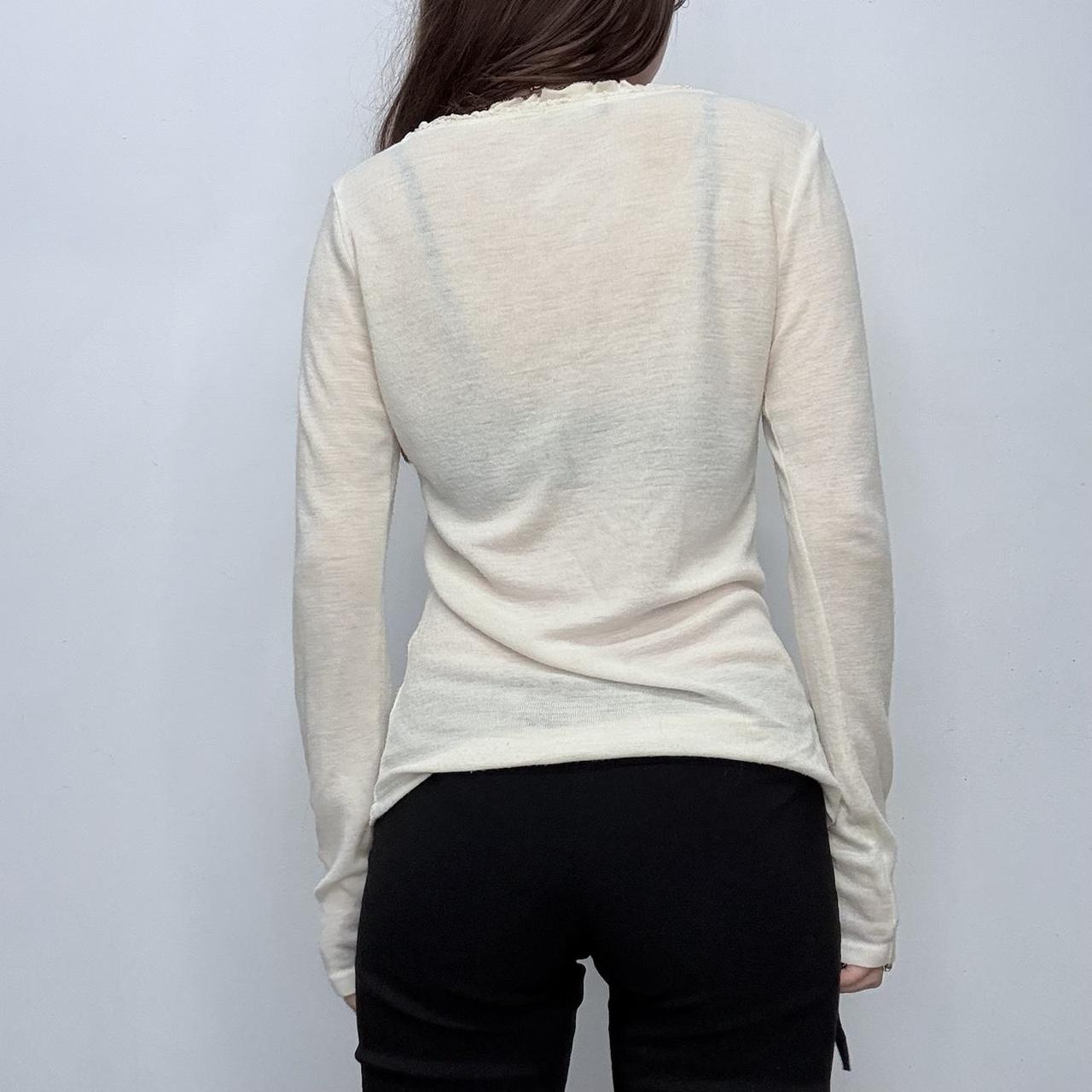 Cream Asymmetrical button-up sheer top