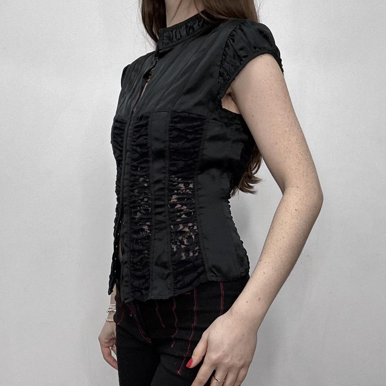 Black silk fitted gothic lace shirt