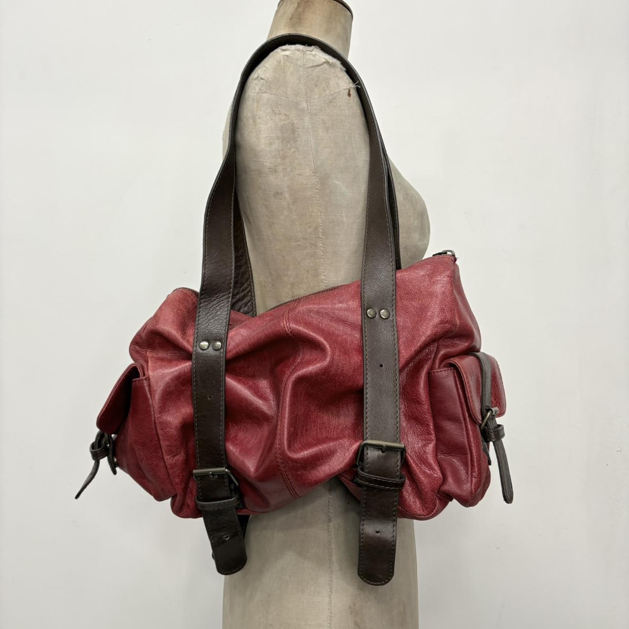 Red leather shoulder bag