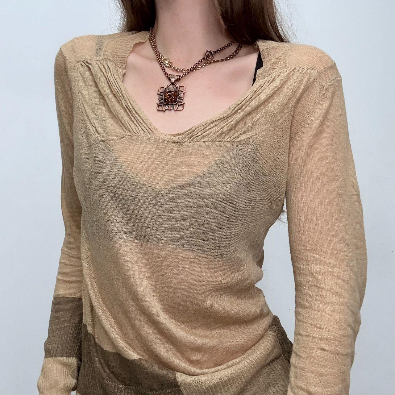 Sheer slouchy linen sheer knit top