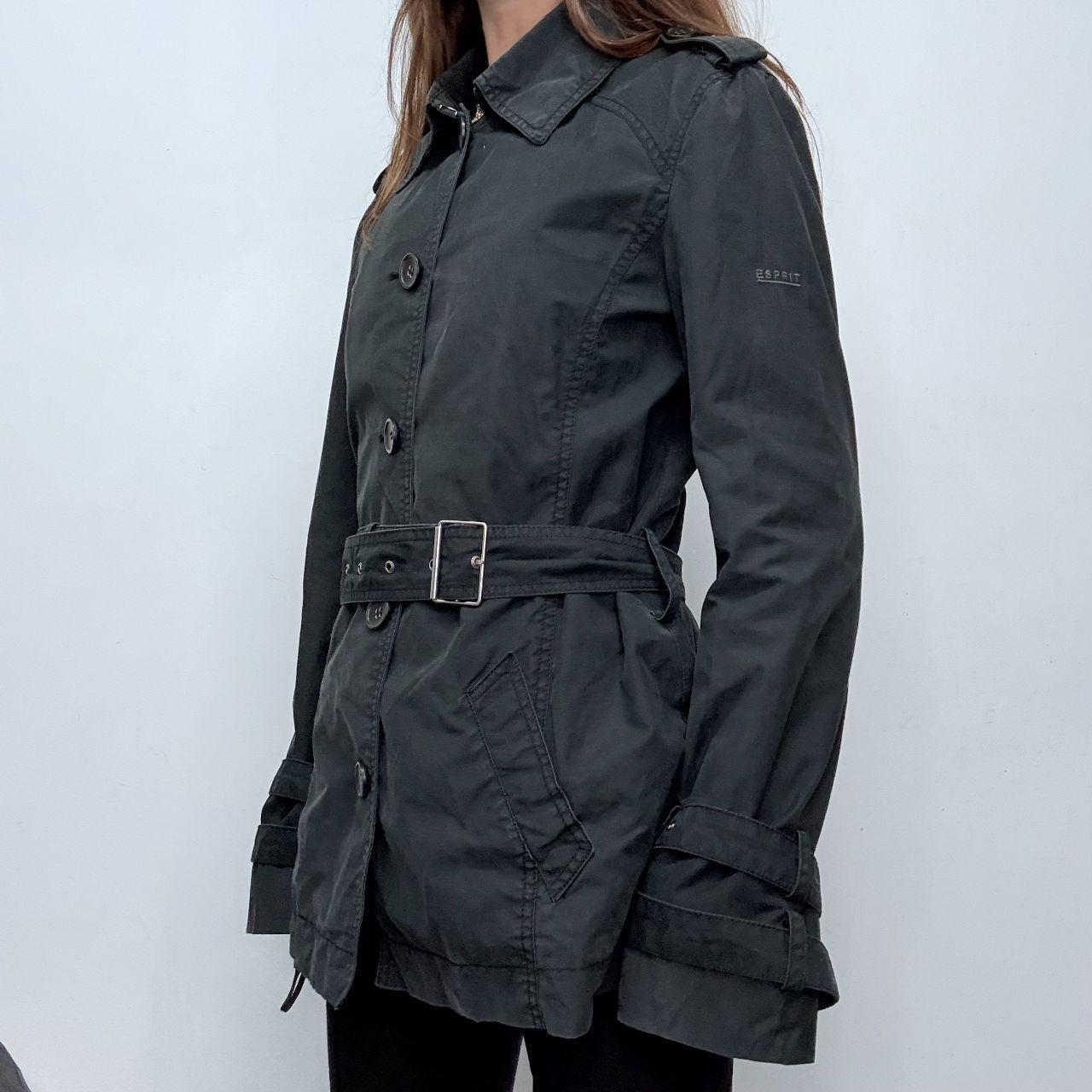 Black belted trench coat