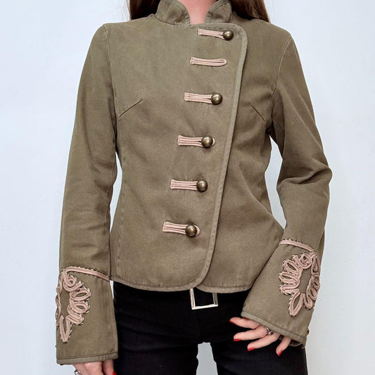 Khaki military asymmetric jacket