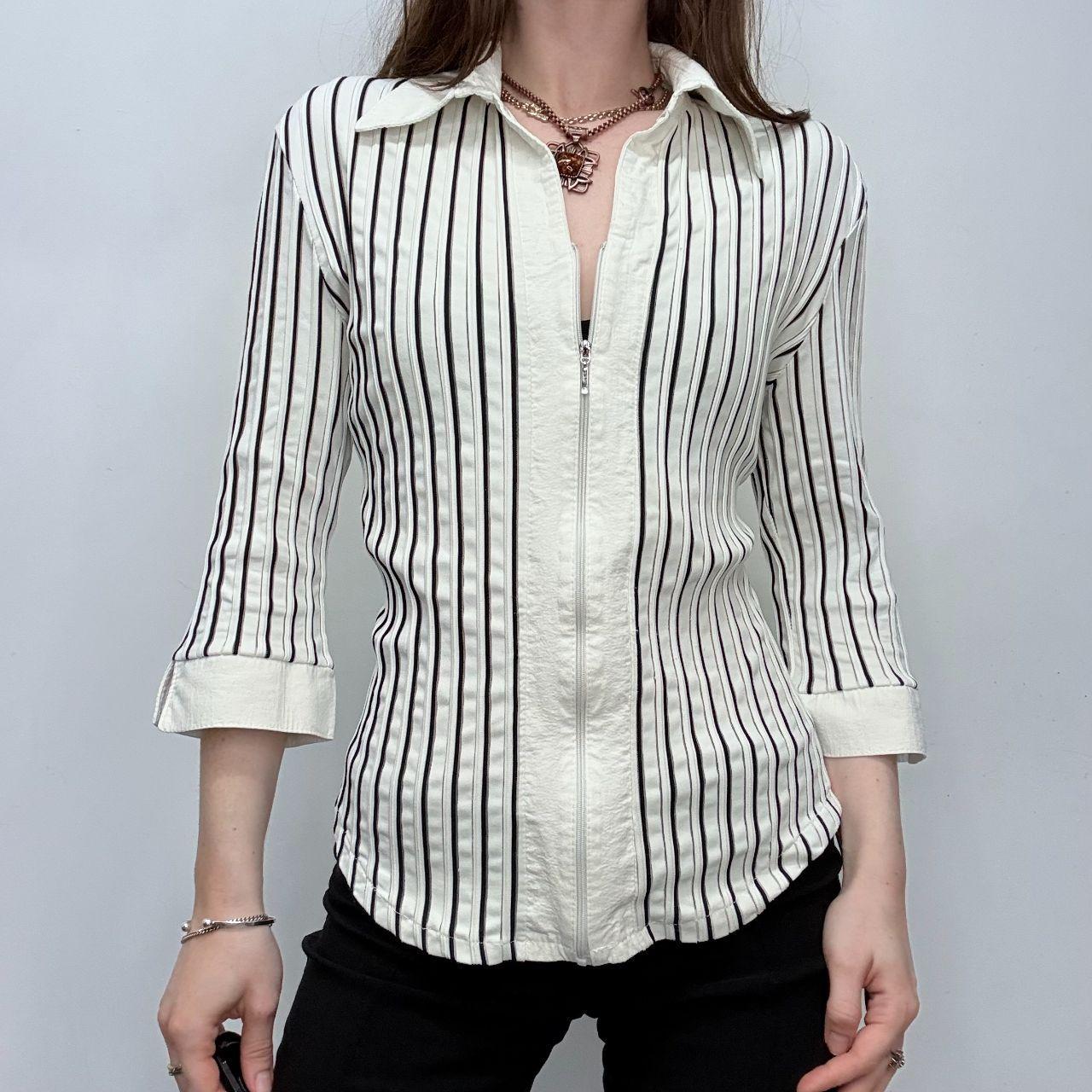 Fitted pinstripe zip shirt