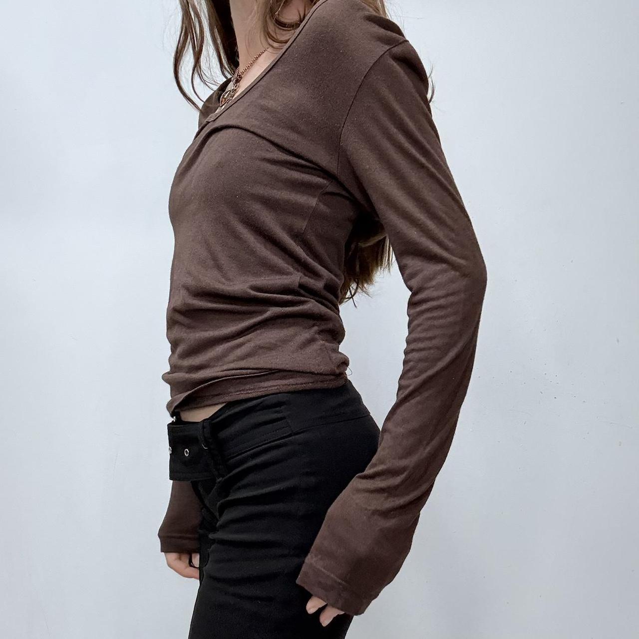 Brown slouchy wide neck t-shirt