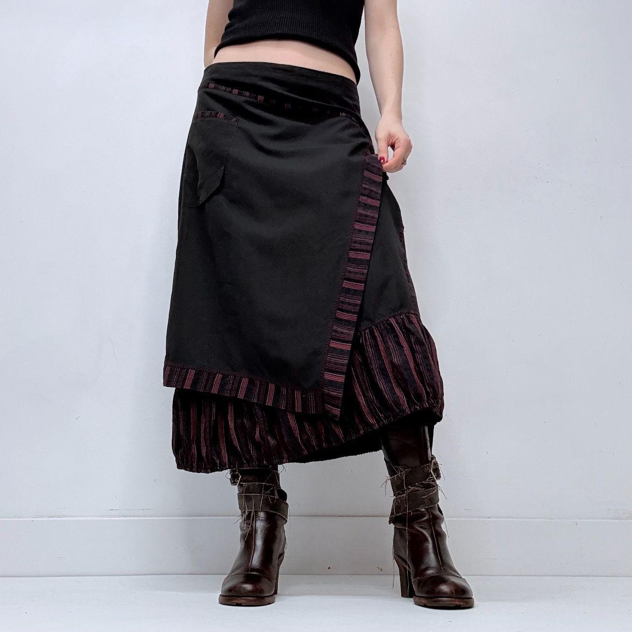 Black pinstripe asymmetric puff skirt