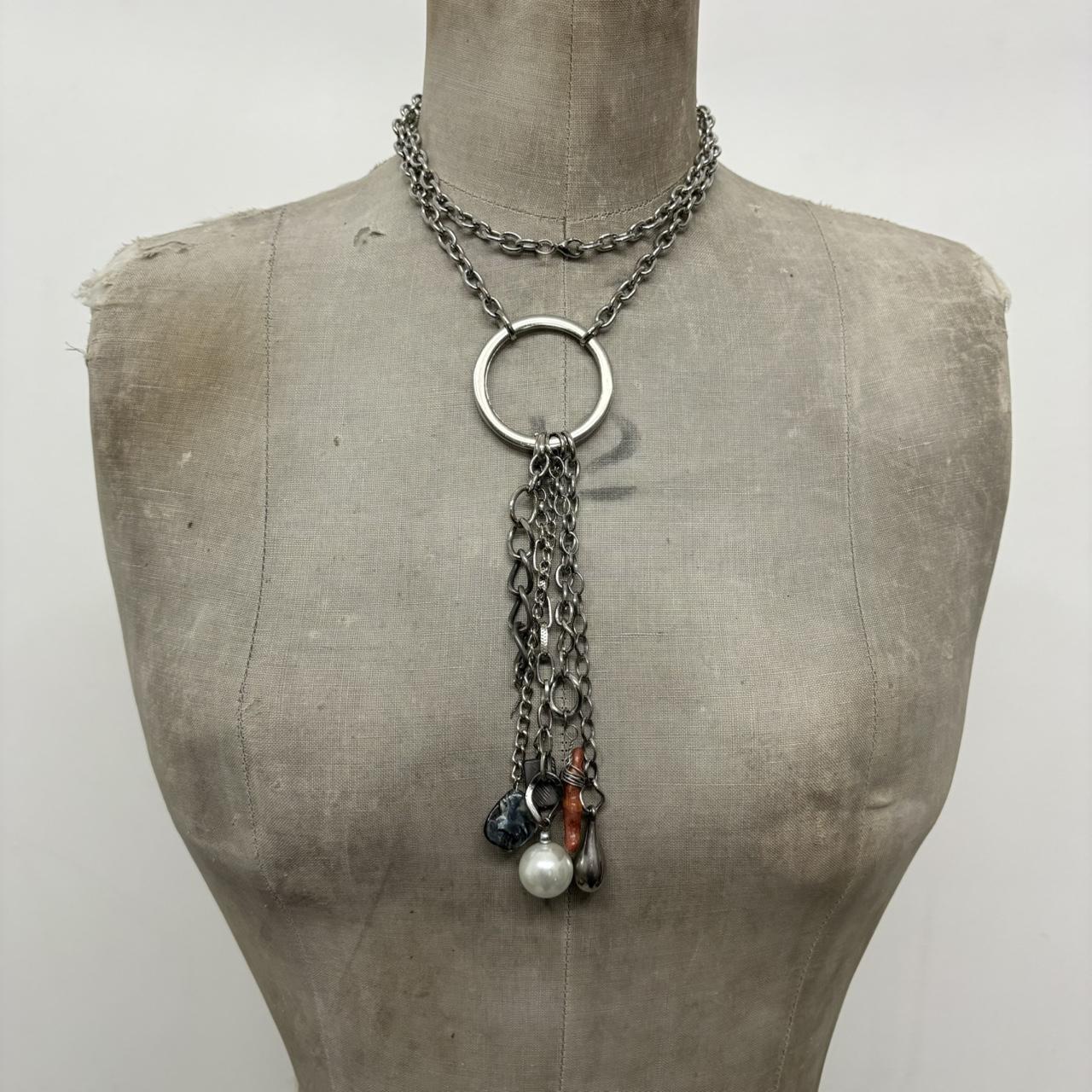 Silver metal layered waist chain