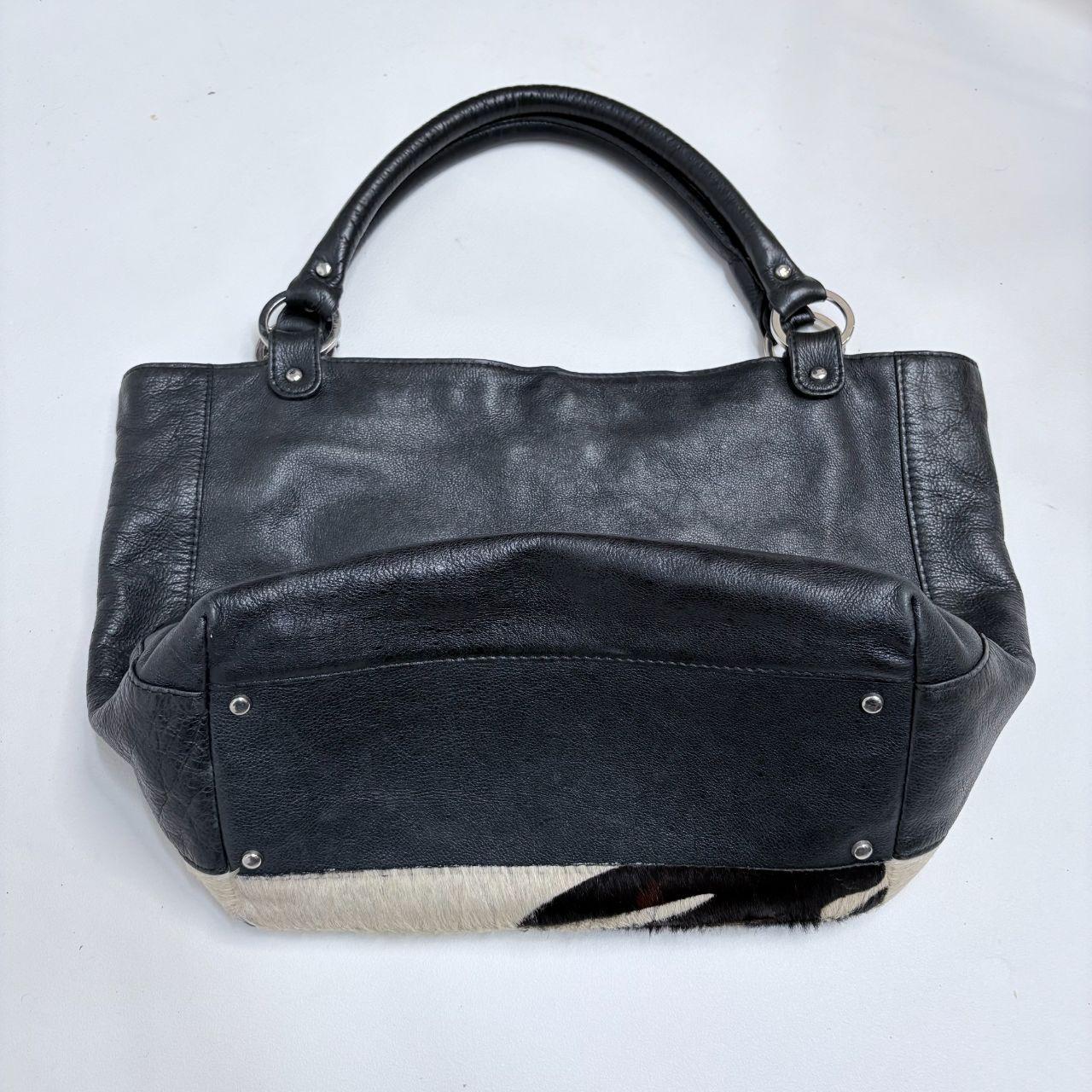 Cowhide pony zebra shoulder bag