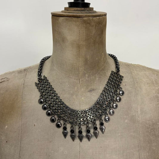 Chunky oversized dark silver necklace