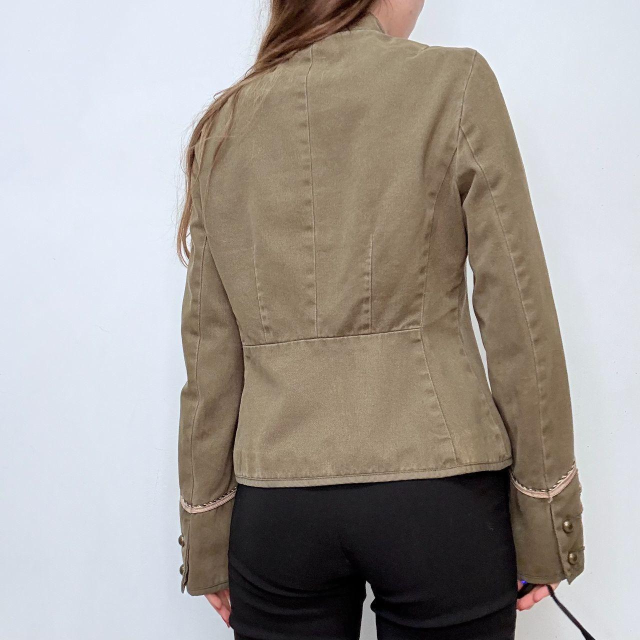 Khaki military asymmetric jacket