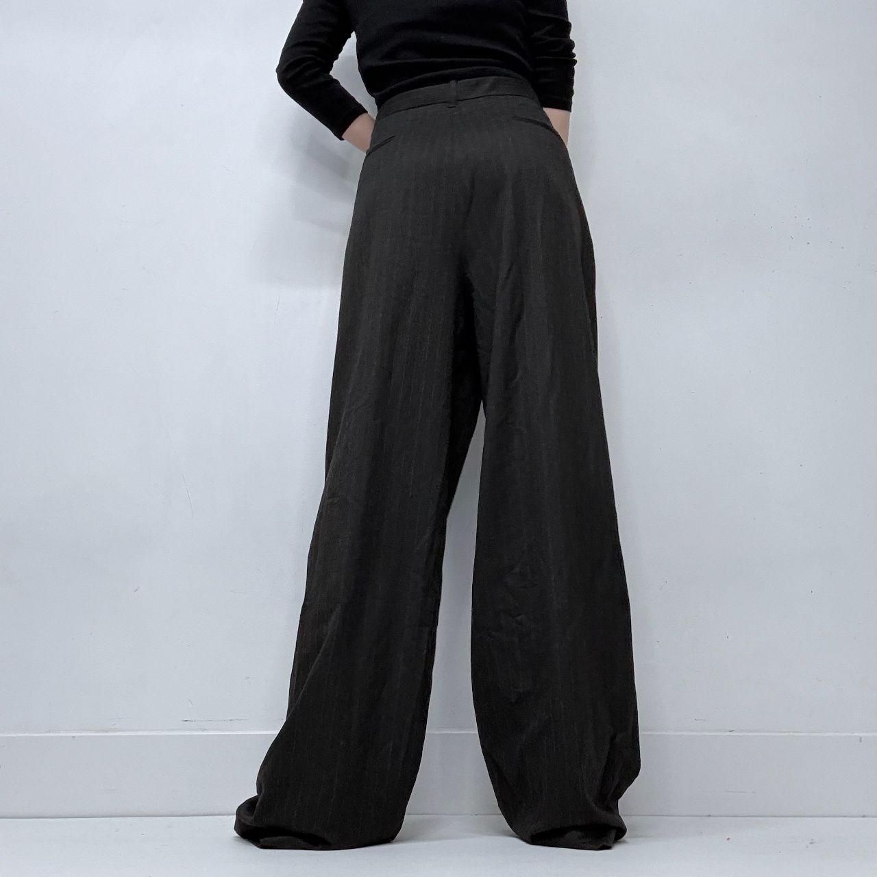 Grey pinstripe wide leg trousers