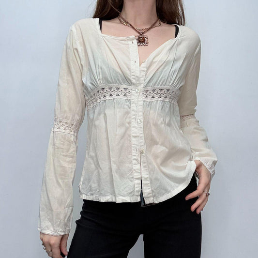 Cream lace flared shirt