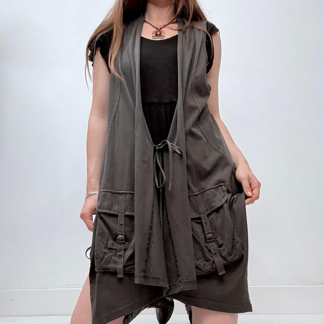 Cargo draped grey long vest