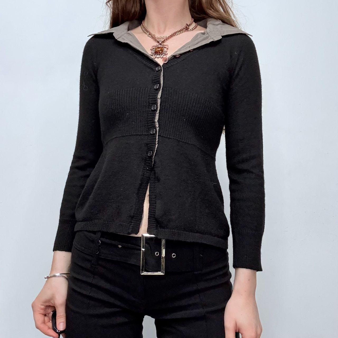 Knitted ribbed shirt cardigan