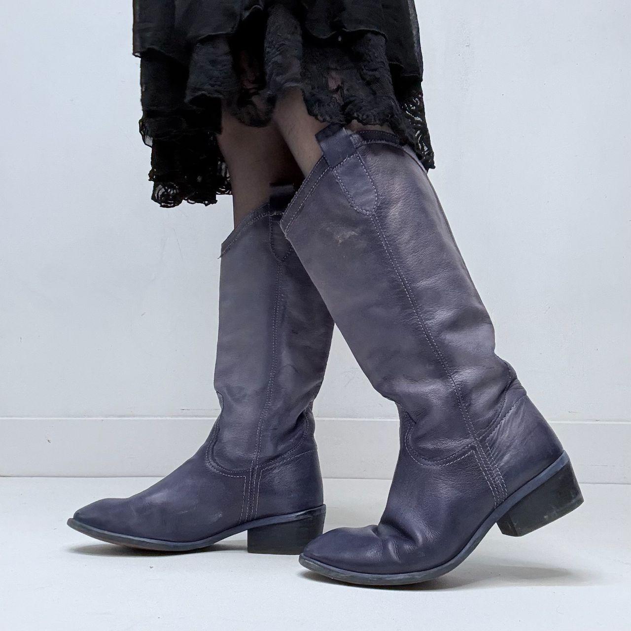 Distressed navy/purple western boots