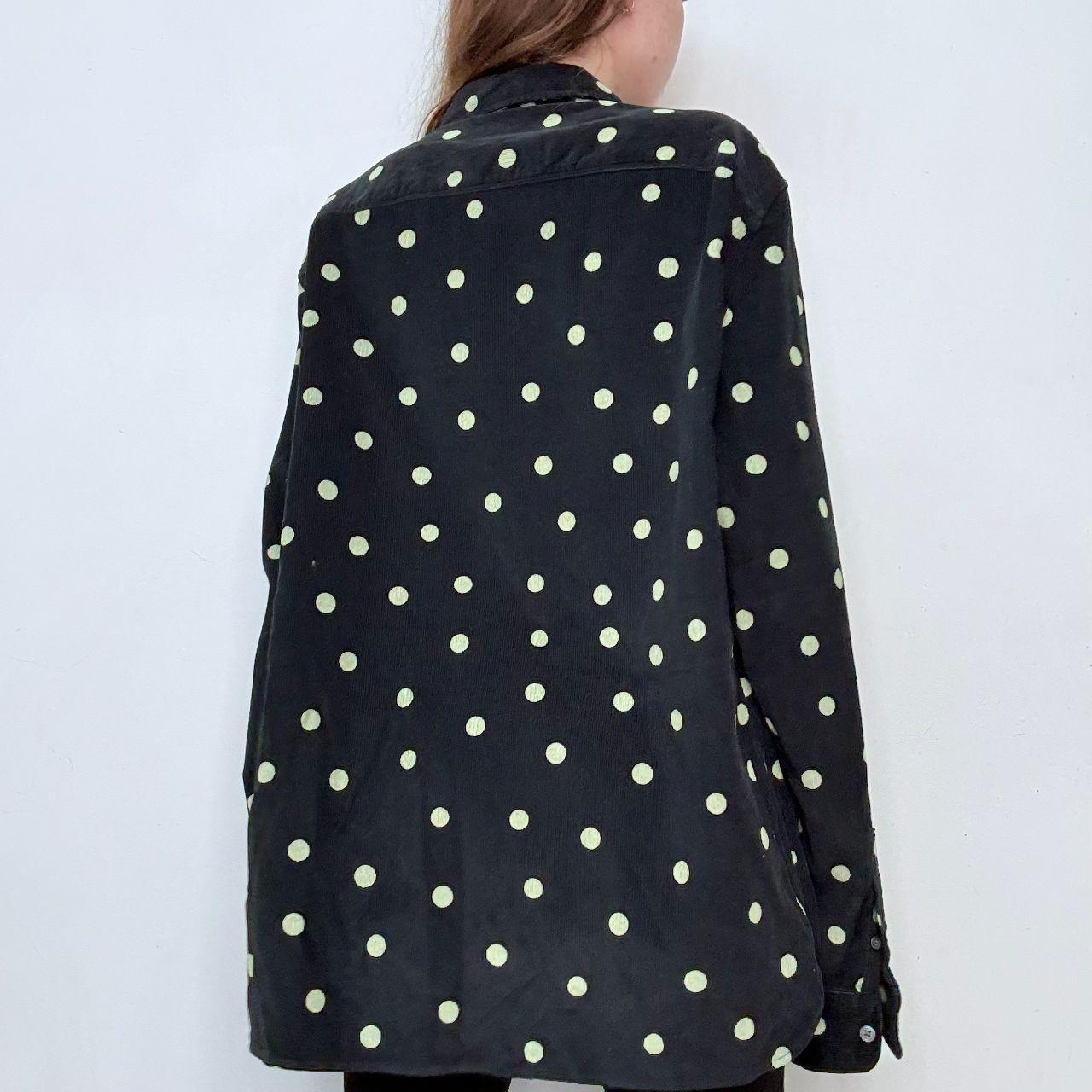 Black polkadot button up oversized shirt