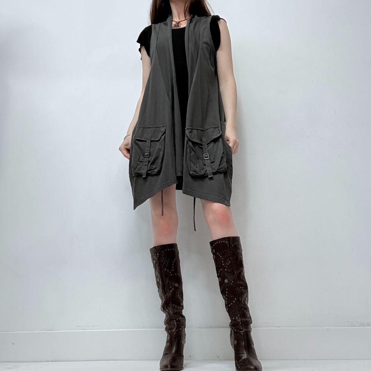 Cargo draped grey long vest